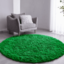 Ver imagem 1 de Tapete Saturs Shaggy Pelo Alto Verde  Redondo 140 cm Tapete para Sala e Quarto