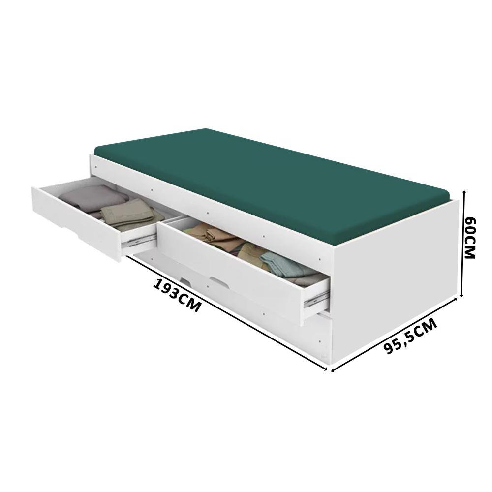 Bicama De Solteiro 2 Colchões E Gavetas Branco Bari Gabrielli - 4