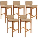 Ver imagem 1 de Kit 05 Banquetas Alta para Cozinha Sala de Jantar Bar Dara L02 Linho Bege Escuro - Lyam Decor