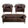 Conjunto Sofá Chesterfield 3 Lugares + 2 Poltronas Dom Pedro - Couríssimo Café - 1