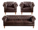 Ver imagem 1 de Conjunto Sofá Chesterfield 3 Lugares + 2 Poltronas Dom Pedro - Couríssimo Café
