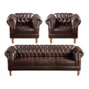 Ver imagem 1 de Conjunto Sofá Chesterfield 3 Lugares + 2 Poltronas Dom Pedro - Couríssimo Café