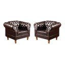 Ver imagem 2 de Conjunto Sofá Chesterfield 3 Lugares + 2 Poltronas Dom Pedro - Couríssimo Café