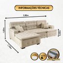 Ver imagem 4 de Sofá Orlando 2.80x1.70m com Chaise, Retrátil e Reclinável - Bege