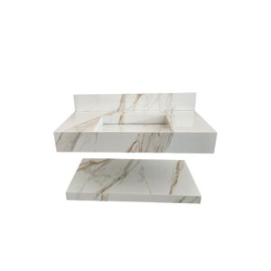 Pia em Porcenato C/prateleira Branco Carrara Gold 71x35