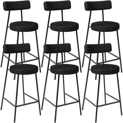 Kit 06 Banquetas Baixa para Cozinha Sala de Jantar Bancada Milão L02 Couríssimo Preto - lyam decor L