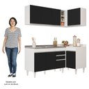 Ver imagem 5 de Armário de Cozinha Modulado de Canto Esquerdo 4 Peças Cp48 com Pia Inox Branco/preto - Lumil Lumil M
