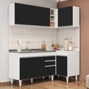 Ver imagem 2 de Armário de Cozinha Modulado de Canto Esquerdo 4 Peças Cp48 com Pia Inox Branco/preto - Lumil Lumil M