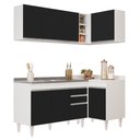 Ver imagem 1 de Armário de Cozinha Modulado de Canto Esquerdo 4 Peças Cp48 com Pia Inox Branco/preto - Lumil Lumil M