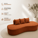 Ver imagem 4 de Sofá Tóquio Puff Orgânico Bouclé 200cm com 3 Almofadas Design Curvo Luxo para Sala e Recepção:Terrac