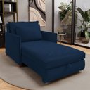 Ver imagem 4 de Poltrona Retrátil Cama Solteiro 2 em 1 Zia Confortável e Funcional Veludo Azul Marinho - Desk Design