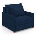 Ver imagem 6 de Poltrona Retrátil Cama Solteiro 2 em 1 Zia Confortável e Funcional Veludo Azul Marinho - Desk Design