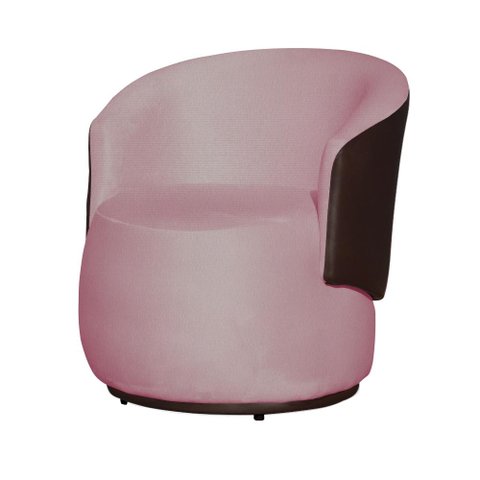 Poltrona Organica Recepção para Sala Aisha Corano Marrom e Suede Rosa Barbie - Incasa Decor