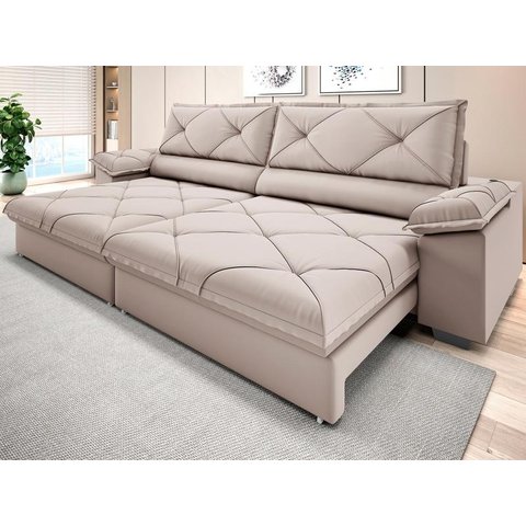 Sofá com Carregador Usb e Molas no Assento Retrátil Reclinável Nice 2,50m Velosuede - Netsofas