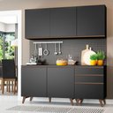 Ver imagem 1 de Armário de Cozinha Compacta Madesa Reims com Balcão 5 Portas 3 Gavetas Preto