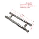 Ver imagem 4 de Puxador H duplo 45x30cm tubular redondo em inox para porta de vidro e portão
