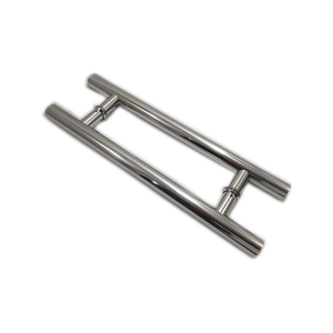 Puxador H duplo 45x30cm tubular redondo em inox para porta de vidro e portão