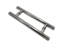 Ver imagem 1 de Puxador H duplo 45x30cm tubular redondo em inox para porta de vidro e portão