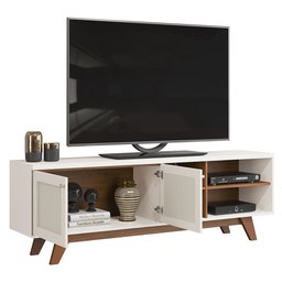 Rack Bancada Para Tv Até 60 Polegadas 2 Portas Sara D04 Freijó/Off White - Mpozenato - 3