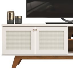 Rack Bancada Para Tv Até 60 Polegadas 2 Portas Sara D04 Freijó/Off White - Mpozenato - 5