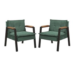 Conjunto de 2 Poltronas Fortaleza Industrial Veludo Verde - 1