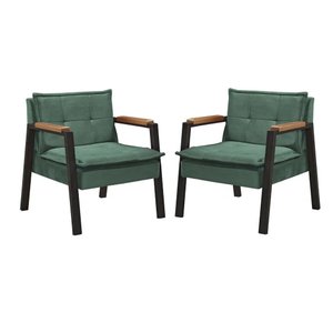 Conjunto de 2 Poltronas Fortaleza Industrial Veludo Verde