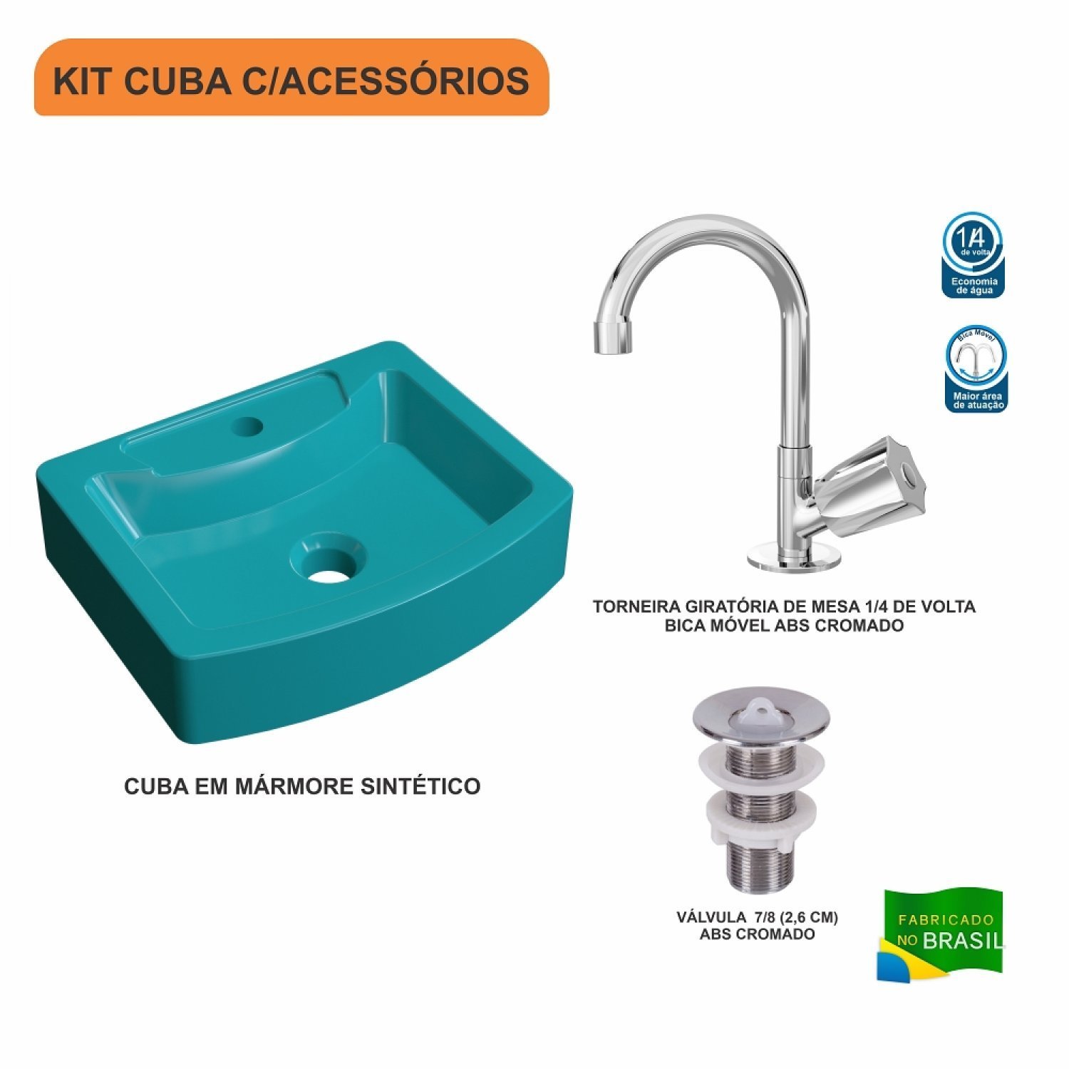 Kit Cuba Rt41 com Torneira C50 e Válvula 1 Polegada Abs Compace - 3