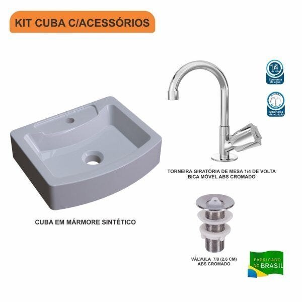 Kit Cuba RT41 com Torneira C50 e Válvula 1 Polegada ABS Compace - 3