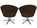 Ver imagem 1 de Kit 2 Poltronas Decorativa Pétala Base Giratória Metal Couro Marrom Mz Decor