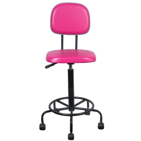 Cadeira Caixa Alta com Rodizios Atendimento Recepção Balcão Tecido Sintetico Rosa