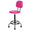 Ver imagem 2 de Cadeira Caixa Alta com Rodizios Atendimento Recepção Balcão Tecido Sintetico Rosa
