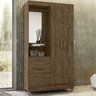 Guarda Roupa Solteiro 2 Portas Com Espelho 0163 Castanho Wood Moval - 2