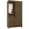 Guarda Roupa Solteiro 2 Portas Com Espelho 0163 Castanho Wood Moval - 1