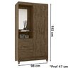 Guarda Roupa Solteiro 2 Portas Com Espelho 0163 Castanho Wood Moval - 3