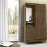 Guarda Roupa Solteiro 2 Portas Com Espelho 0163 Castanho Wood Moval - 7