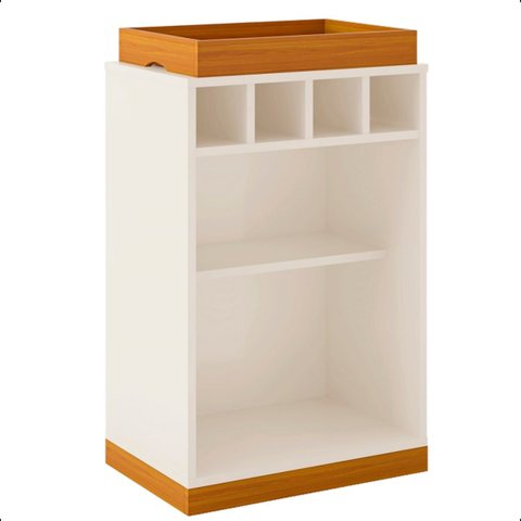 Aparador Bar Retrô Bandeja de Mdf Adega 4 Garrafas Astúrias:off-cedro