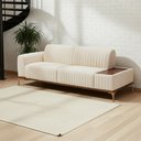 Ver imagem 2 de Sofá Molino 3 Lugares 180cm C/mesa Auxiliar Esquerdo Pés Ouro.f Bouclé Off White - Nexta Casa