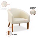 Ver imagem 3 de Poltrona Sala Decorativa Stella Pé Madeira Trapézio Castanho Suede Bege D03 - D’Rossi