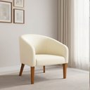 Ver imagem 1 de Poltrona Sala Decorativa Stella Pé Madeira Trapézio Castanho Suede Bege D03 - D’Rossi