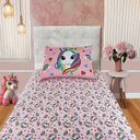 Ver imagem 4 de Jogo de Cama Joy Sweet Unicórnio Solteiro 70% Algodão 30% Poliéster Malha Rosa