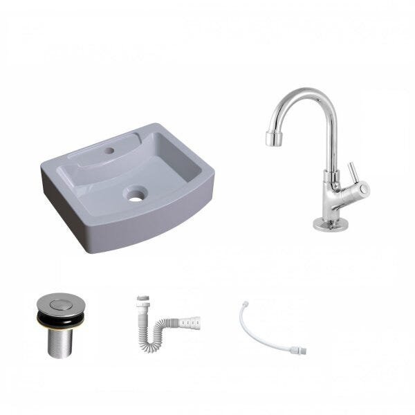 Kit Cuba RT41 com Torneira 1198 Metal e Válvula Click 1 Polegada B e Sifão Pvc e Flexível Compace - 2