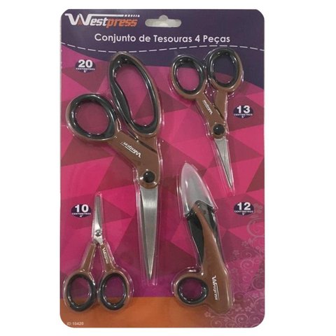 Kit de 4 tesouras de Costura Multiuso Westpress 10420