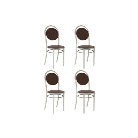 Cadeira de Cozinha 190 Aço Kit 4 Uni Prata/courano Cacau - Carraro