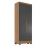 Guarda Roupa Roupeiro Multiuso Smart Plus 2 Portas 1 Gaveta Cinamomo Chumbo - Rodial Móveis - 1