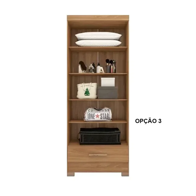 Guarda Roupa Roupeiro Multiuso Smart Plus 2 Portas 1 Gaveta Cinamomo Chumbo - Rodial Móveis - 4