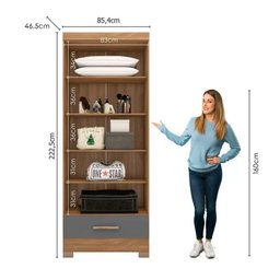 Guarda Roupa Roupeiro Multiuso Smart Plus 2 Portas 1 Gaveta Cinamomo Chumbo - Rodial Móveis - 2