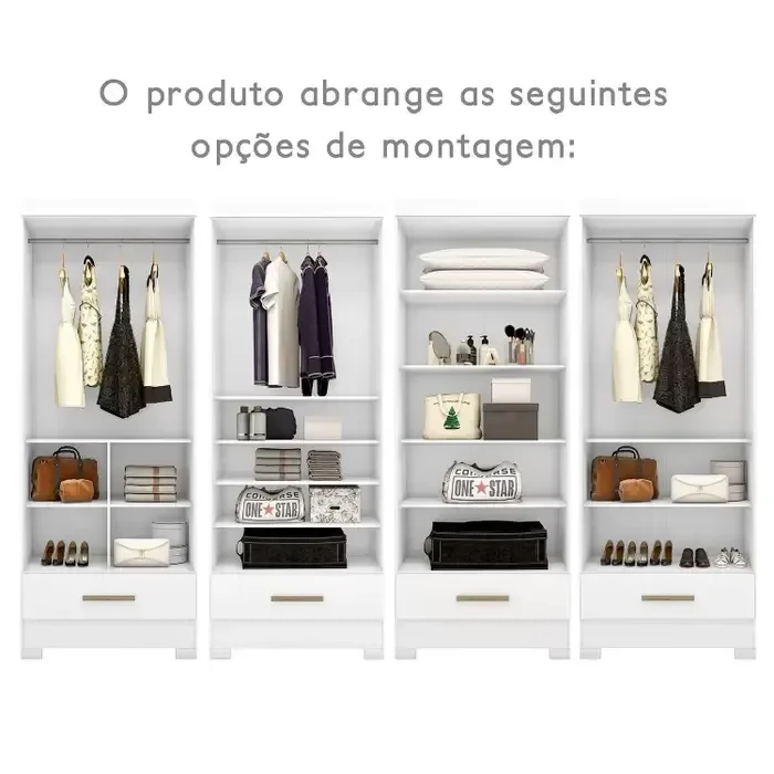 Guarda Roupa Roupeiro Multiuso Smart Plus 2 Portas 1 Gaveta Cinamomo Chumbo - Rodial Móveis - 3