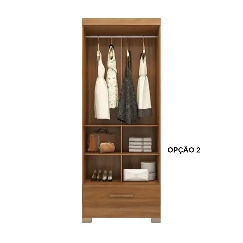 Guarda Roupa Roupeiro Multiuso Smart Plus 2 Portas 1 Gaveta Cinamomo Chumbo - Rodial Móveis - 5