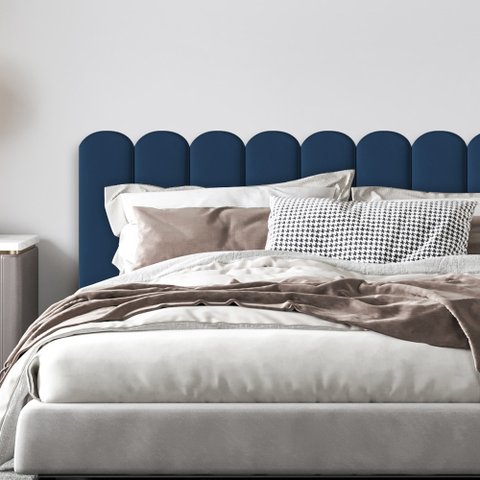 Cabeceira Nuvem Azul Modular Estofada Para Cama Box Casal - 7 módulos