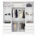 Ver imagem 2 de Guarda Roupa Casal Roma 4 Portas com Espelho Branco Brilho - Demobile